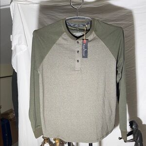 Tailor Vintage Two-Tone Olive Raglan Henley Long Sleeve